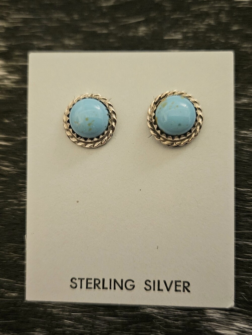 Turquoise-Blue Round Braided Stud Earrings  | Esther White